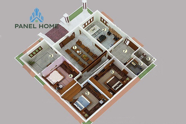 bản vẽ thiết kế nhà lắp ghép 3 phòng ngủ