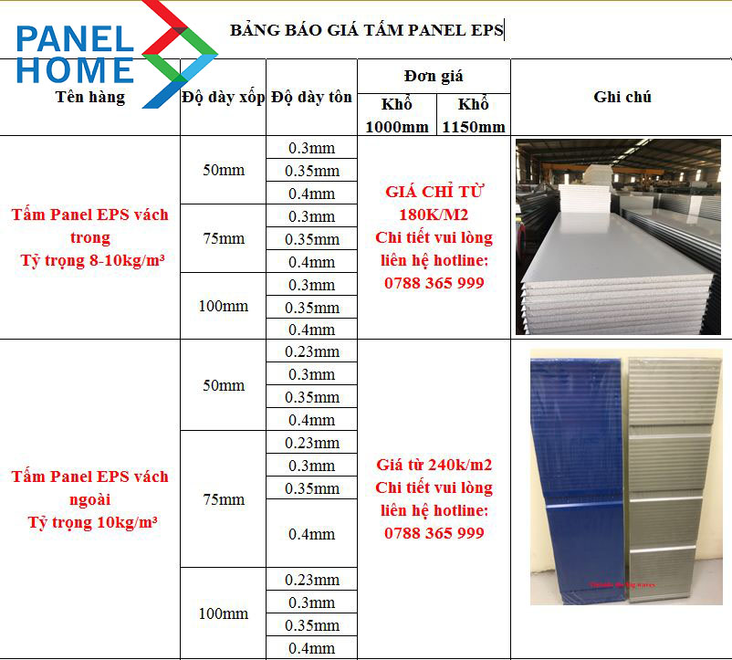Báo giá panel EPS