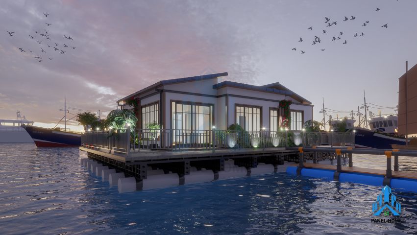 Nhà lắp ghép panel trên sông 