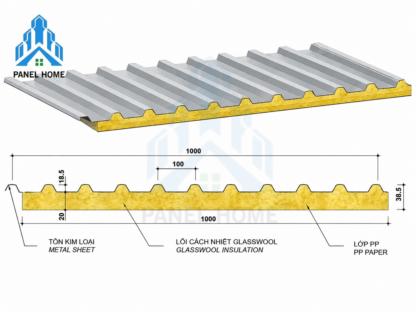 Tôn chống nóng Glasswool cách âm chống nóng hiệu quả