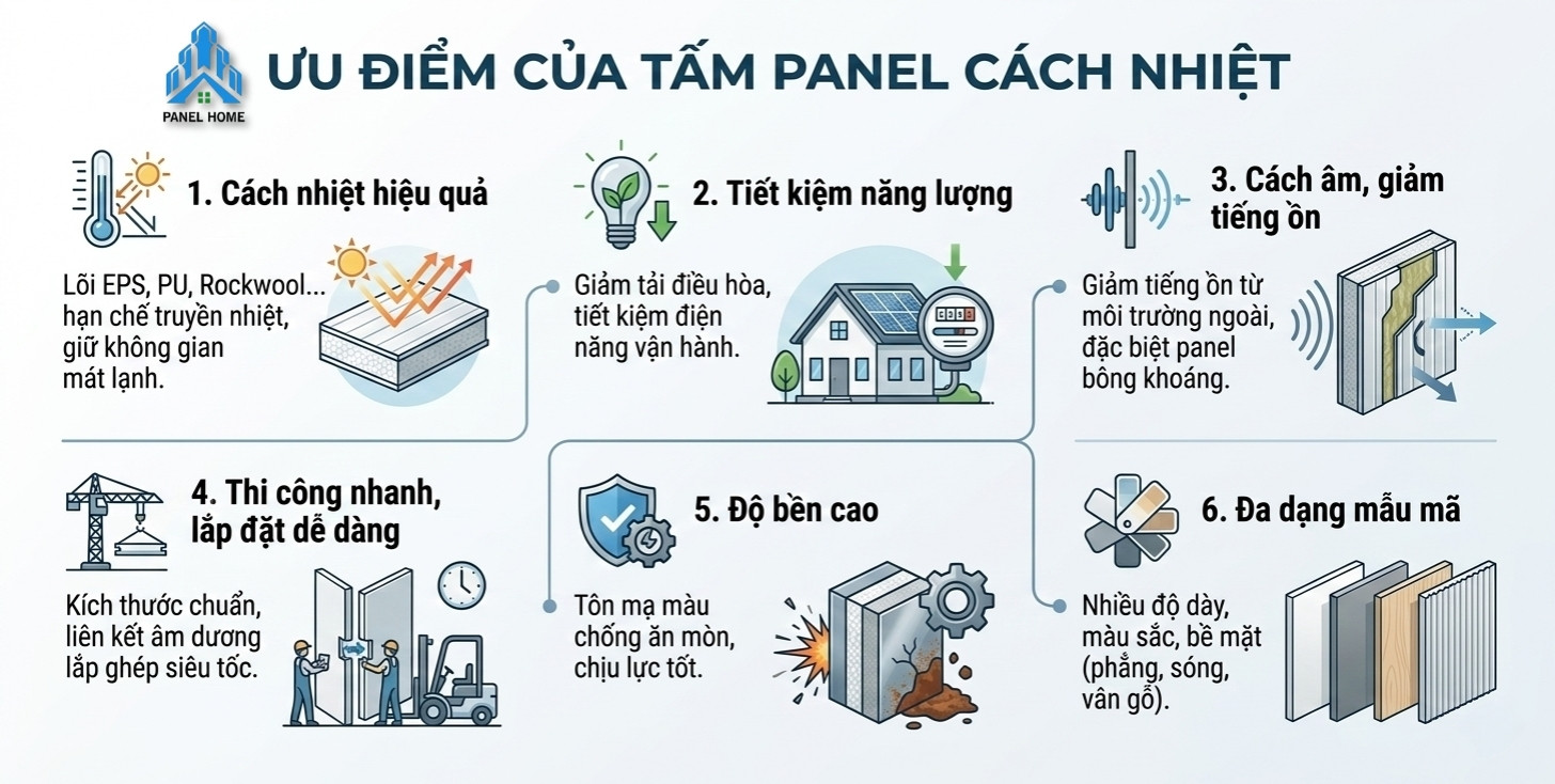 ưu điểm tấm panel cách nhiệt