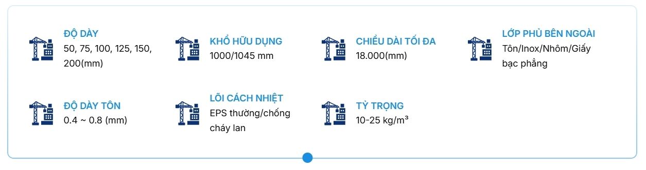 Thông số kỹ thuật panel EPS vách ngoài 