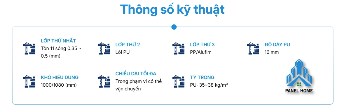 thông số kỹ thuật tôn chống nóng cách nhiệt 11 sóng