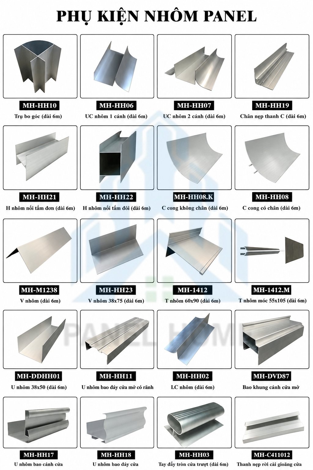 Các loại phụ kiện nhôm panel phổ biến