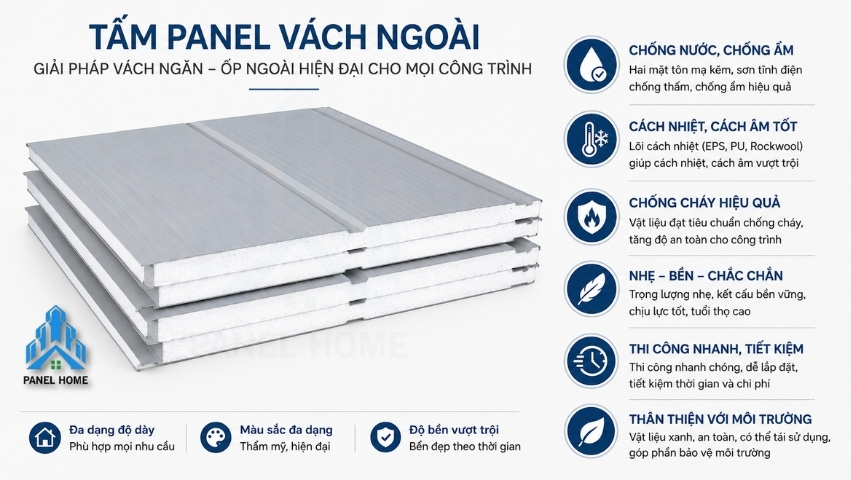 Tấm panel cách nhiệt làm vách ngăn ngoài trời chống nóng