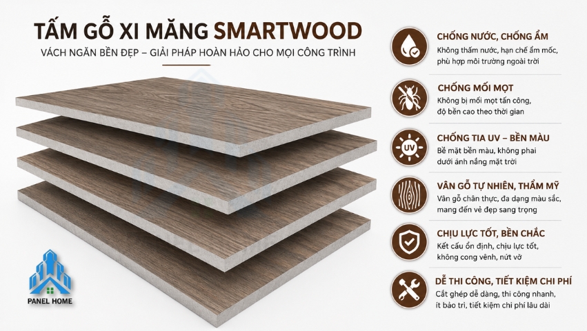 Tấm Smartwood làm vách ngăn ngoài trời bền đẹp