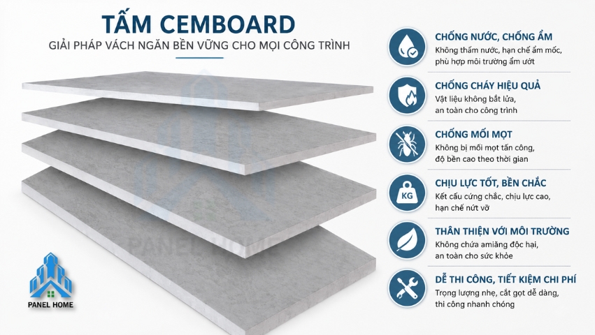 Tấm vách ngăn Cemboard chịu nước ngoài trời