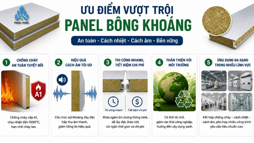 Ưu điểm nổi bật của panel bông khoáng