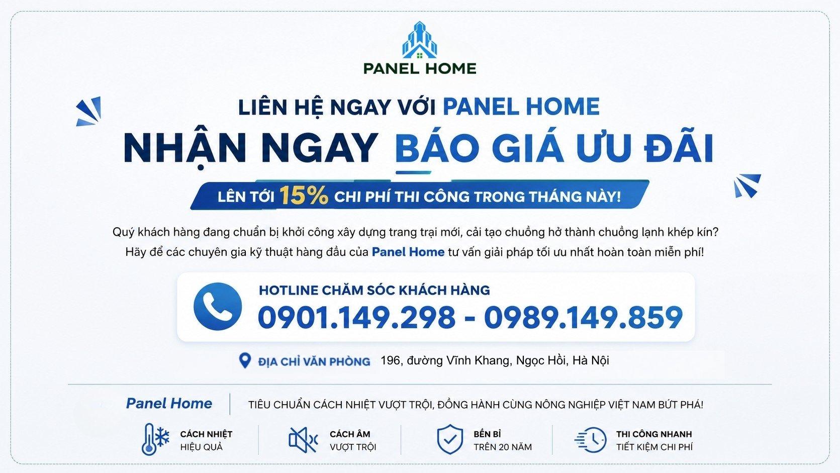 Panel trại chăn nuôi cách nhiệt Panel Home giúp xây dựng chuồng trại hiện đại, tiết kiệm điện và kiểm soát môi trường hiệu quả