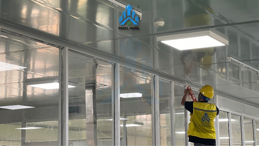Hoàn thiện công trình bằng phụ kiện nhôm và keo silicone chống thấm.