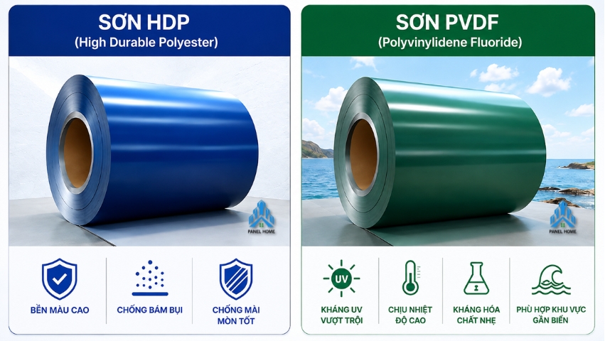 Sơn phủ HDP và PVDF trên tấm ốp kim loại AZ100