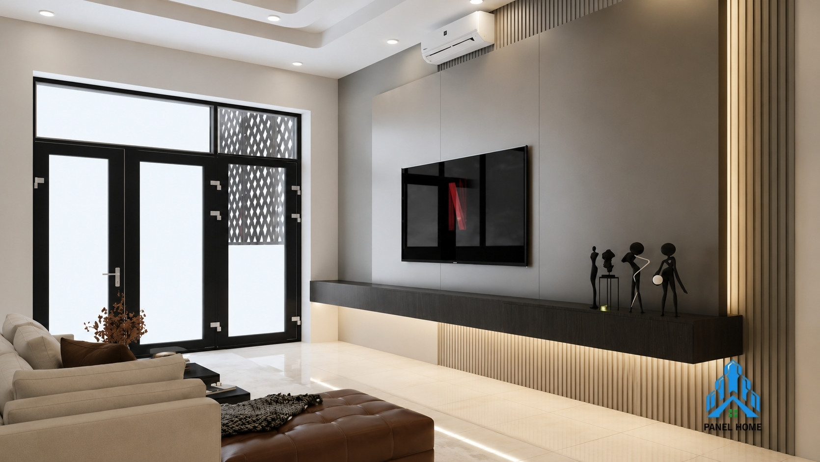 Tấm ốp than tre tráng gương đen xám khói