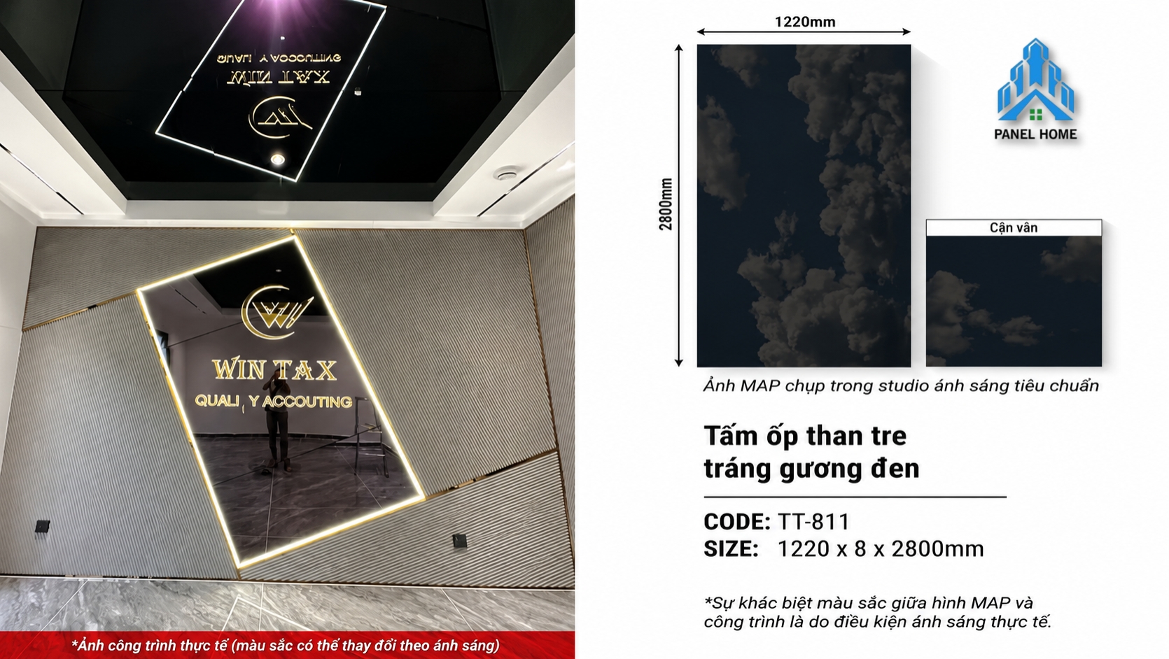 Tấm ốp than tre tráng gương đen