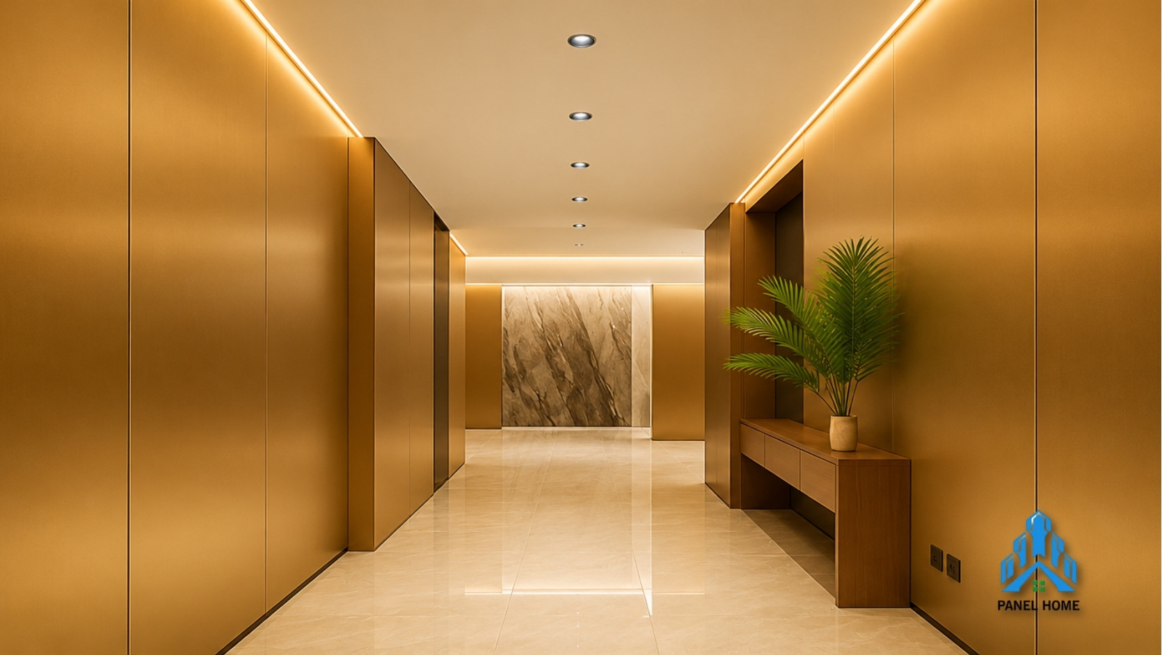 Tấm ốp than tre tráng gương vàng Gold Mirror